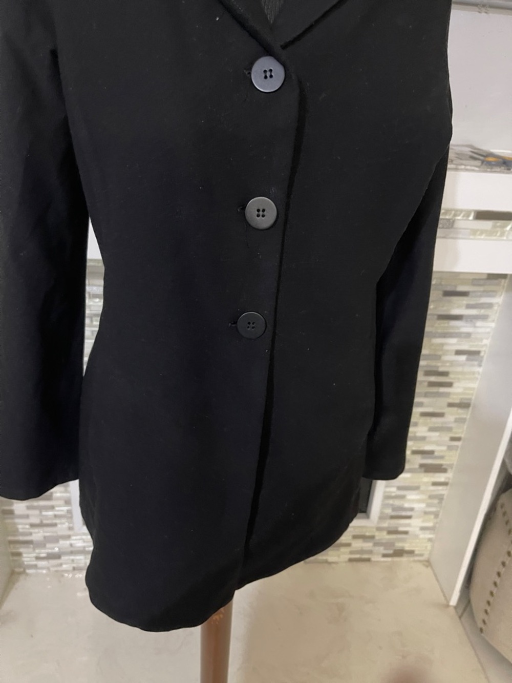 Eileen Fisher Black Tailored Three-Button Blazer Coat size M - Picture 2 of 6